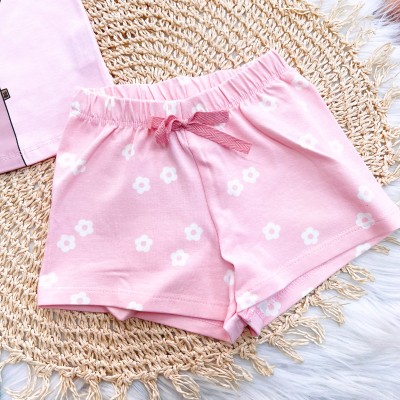 Pijama Blusa Hora da Capisoneca e Short Florzinhas - Rosa